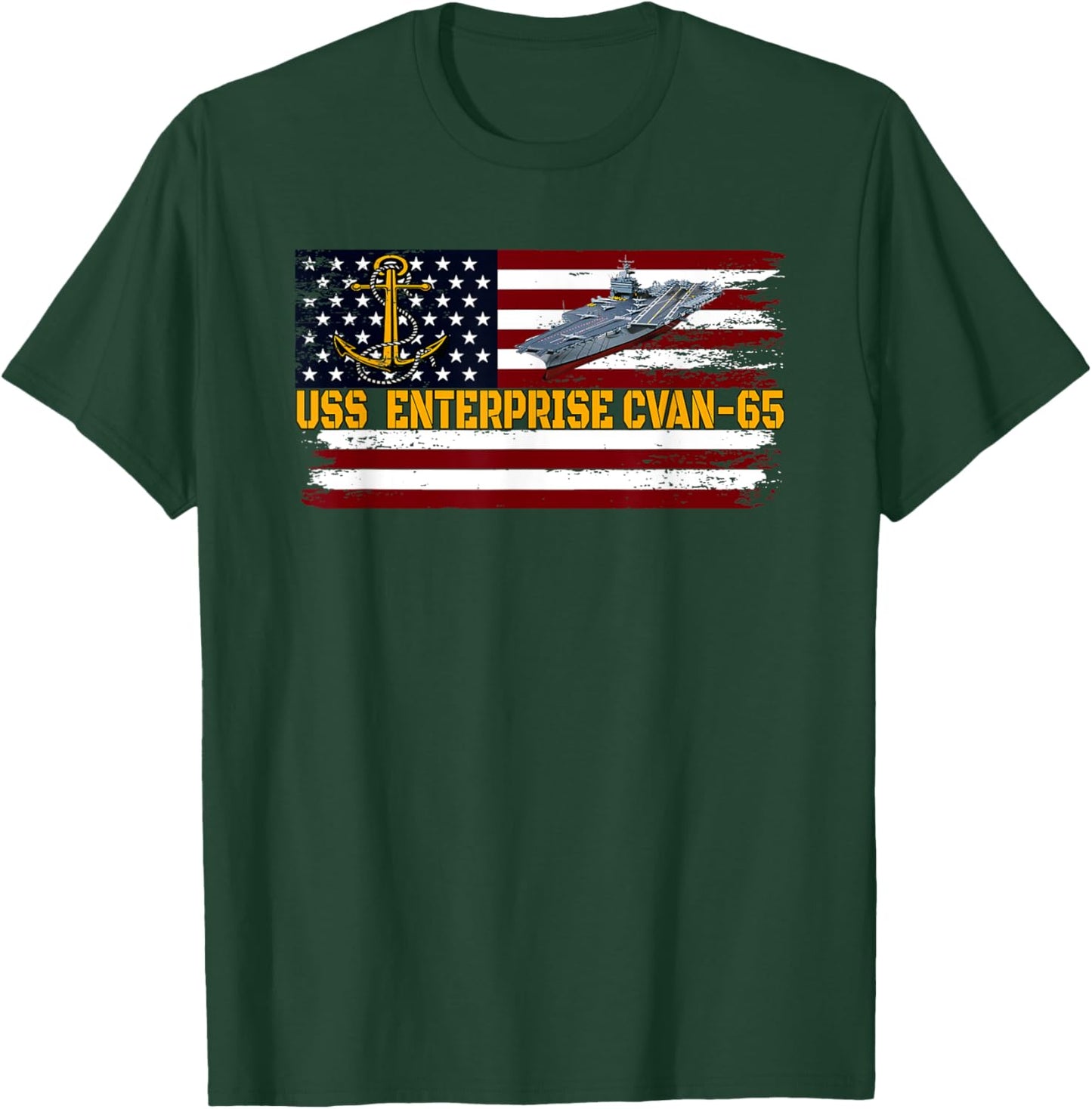 Aircraft Carrier USS Enterprise CVAN-65 Veterans Day Fathers T-Shirt - T-Shirt | Forest