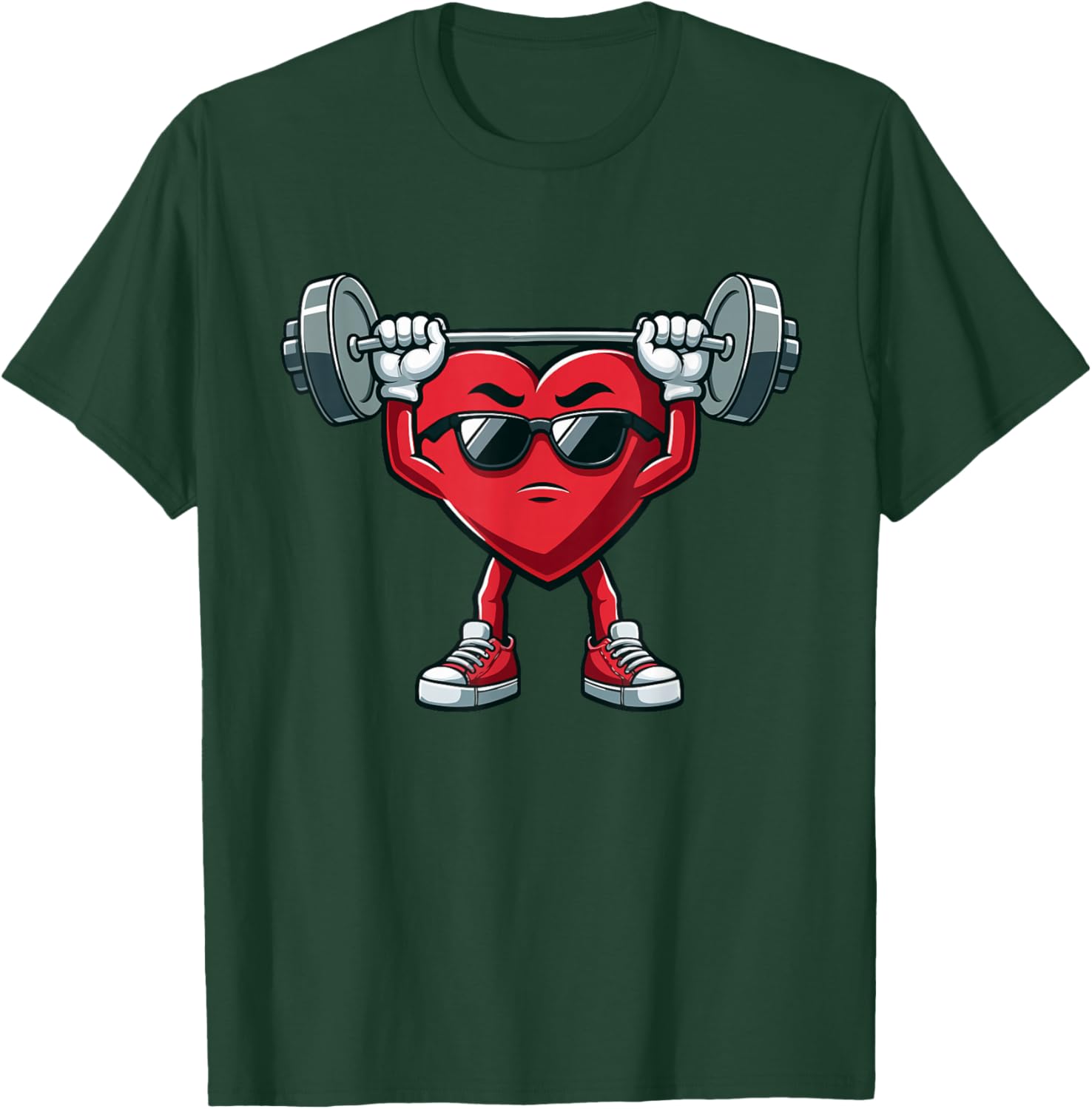 Healthy Heart Heart Disease Awareness Weightlifting Funny T-Shirt - T-Shirt | Forest
