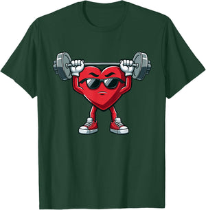 Healthy Heart Heart Disease Awareness Weightlifting Funny T-Shirt - T-Shirt | Forest