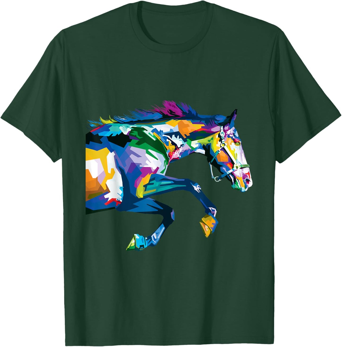 Colourful Horse Cute Geometric Horses Pop Art Style Gift T-Shirt - T-Shirt | Forest