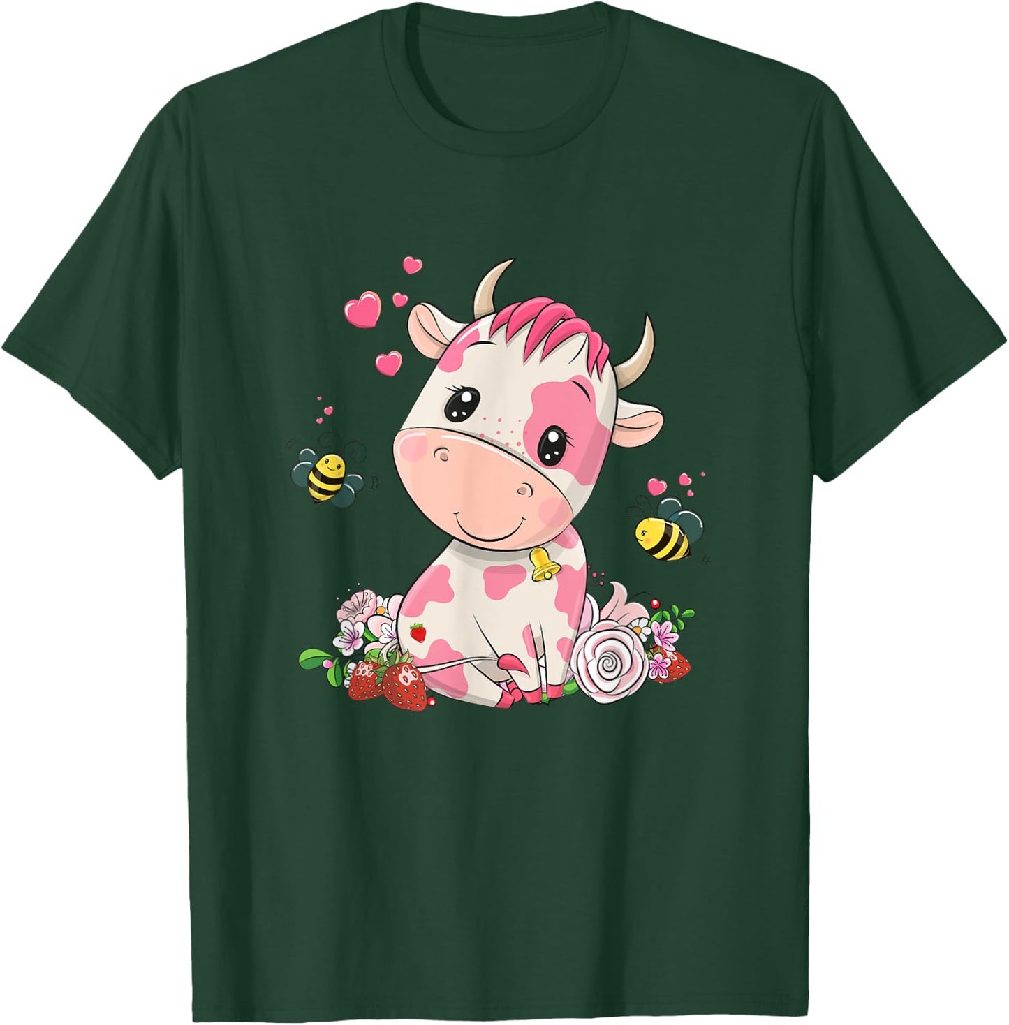 Strawberry Cow, Cute Cow, Pink Cow Pet Variant T-Shirt - T-Shirt | Forest