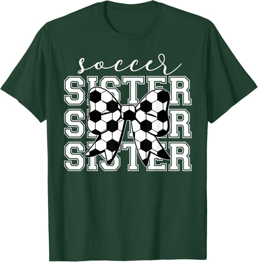 Soccer Sister Vintage Sport Lover Sister Mothers Da T-Shirt - T-Shirt | Forest