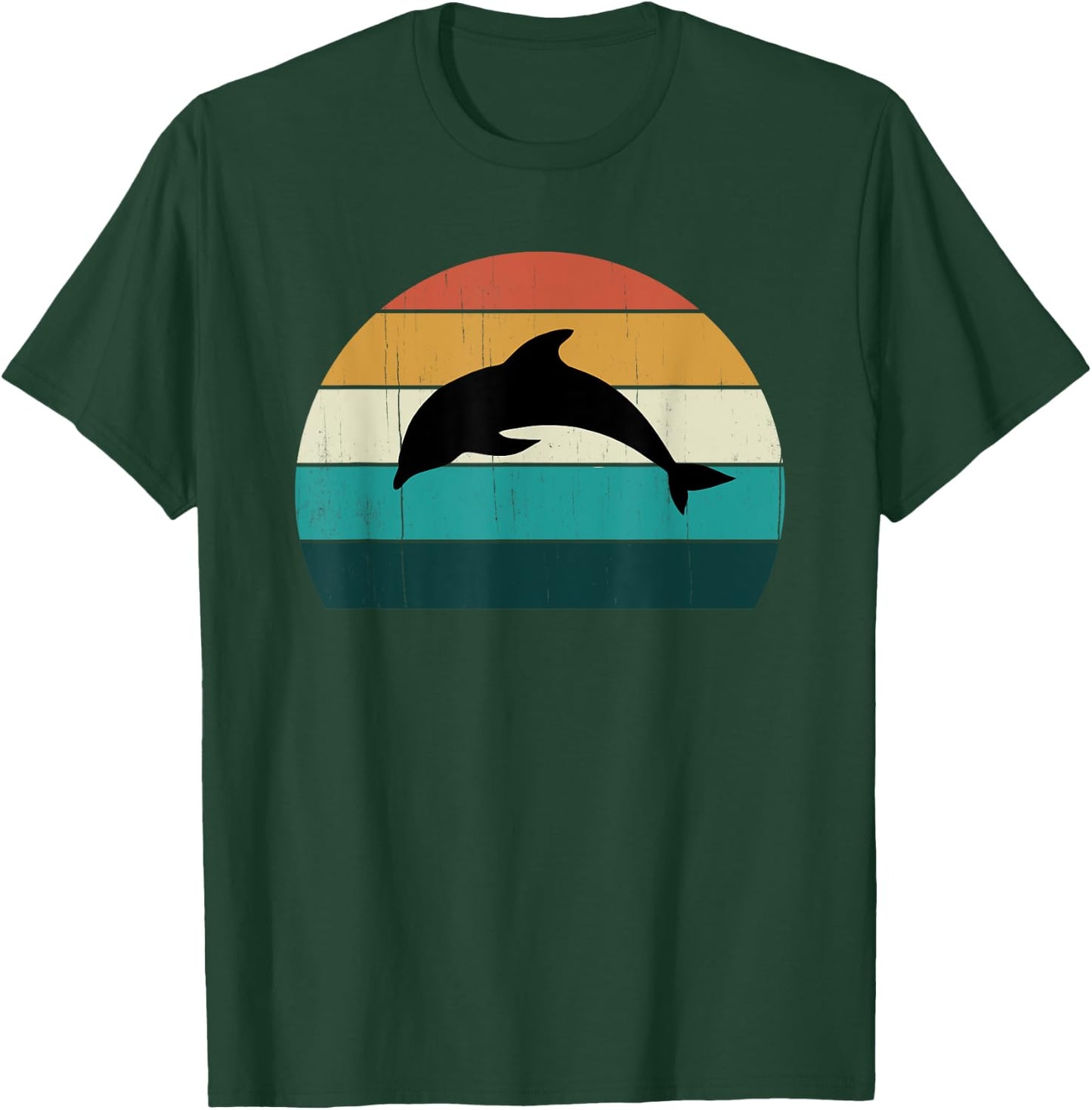 Retro Dolphin - Cool Sunset Aquatic Mammals Lovers Sea Gift T-Shirt - T-Shirt | Forest