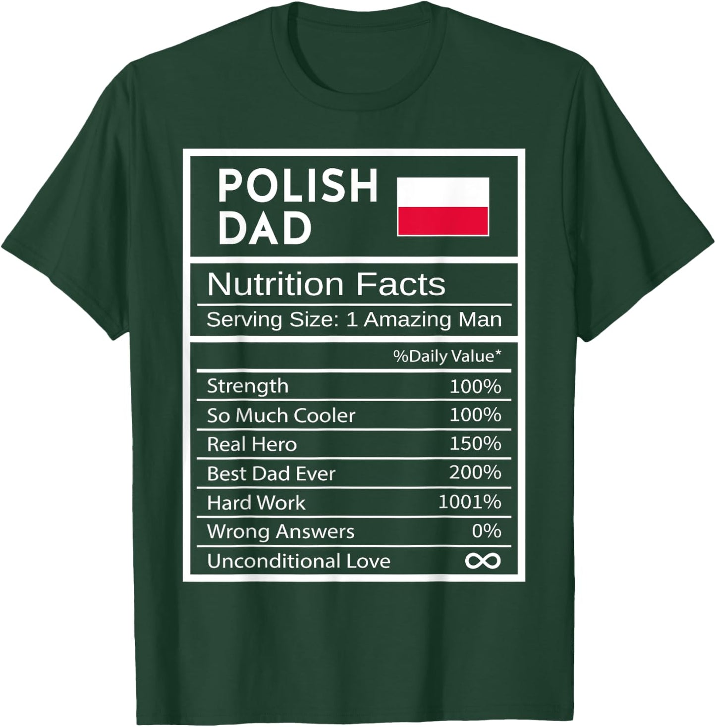 Polish Dad Nutrition Facts National Pride Gift Dad T-Shirt - T-Shirt | Forest