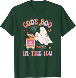 Ghost Code Boo In The Icu Nursing Nurse Halloween Costume T-Shirt - T-Shirt | Forest