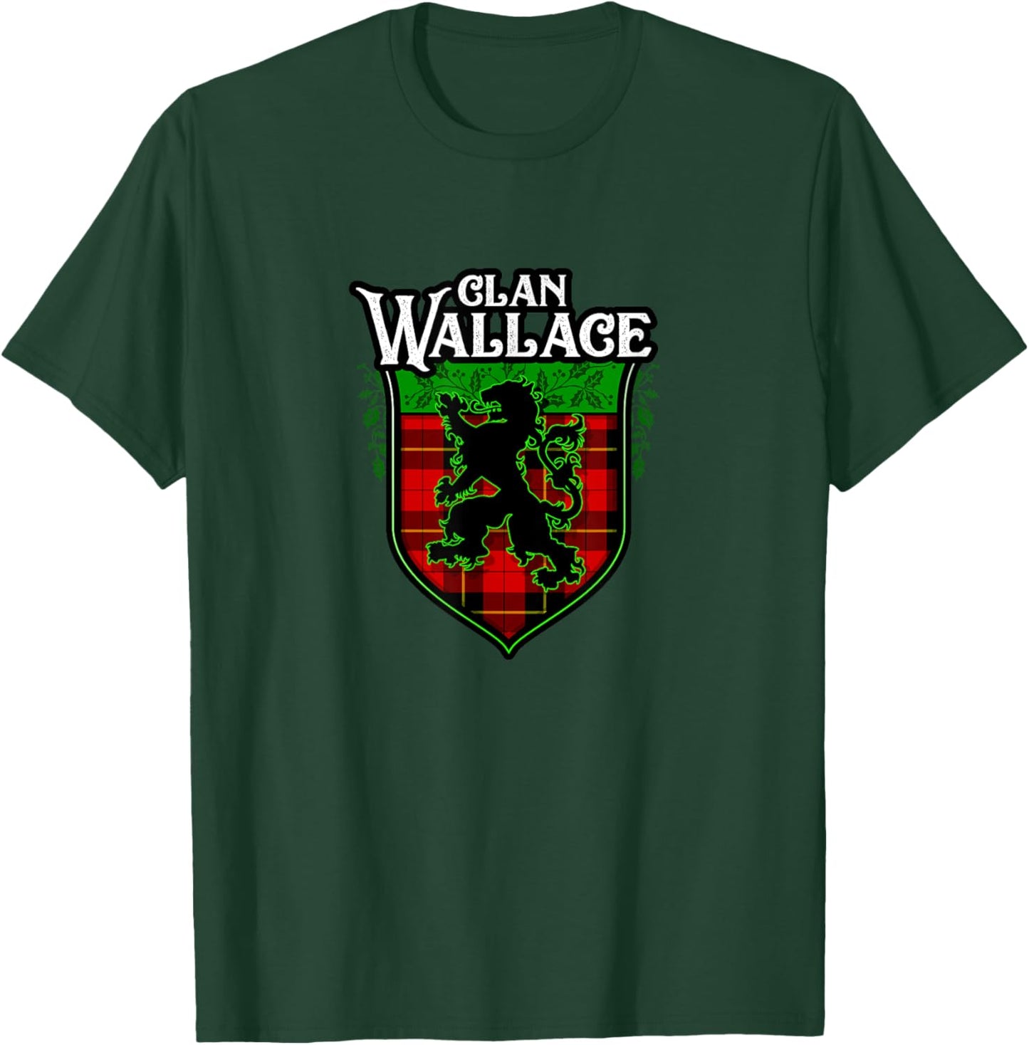 Clan Wallace Surname Scottish Clan Lion Rampant Tartan T-Shirt - T-Shirt | Forest