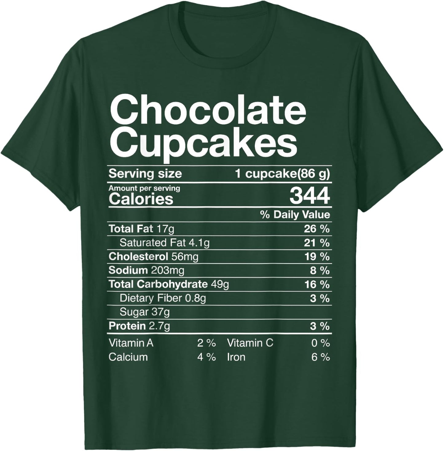 Chocolate Cupcakes Nutrition Fact Thanksgiving Dinner Gift T-Shirt - T-Shirt | Forest