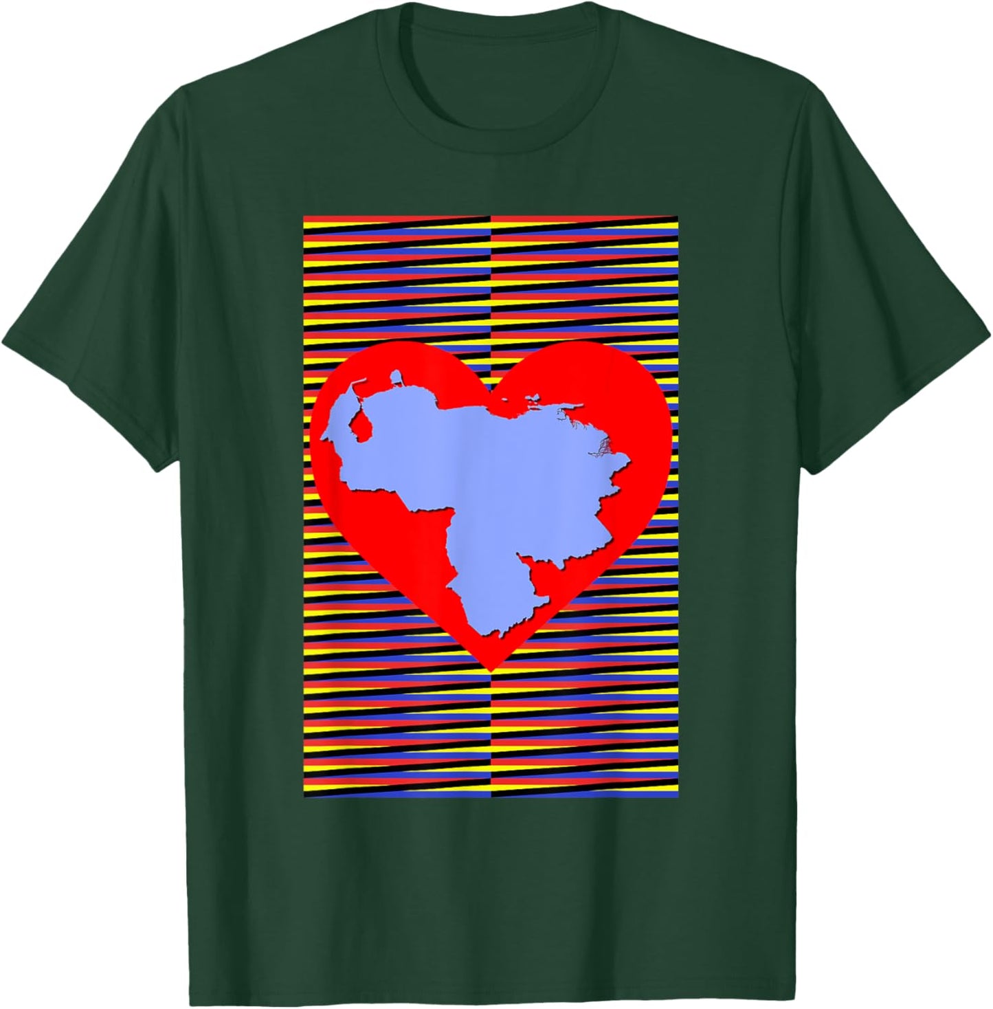 Venezuela map in heart, Venezuelan Chromatic Background Art T-Shirt - T-Shirt | Forest