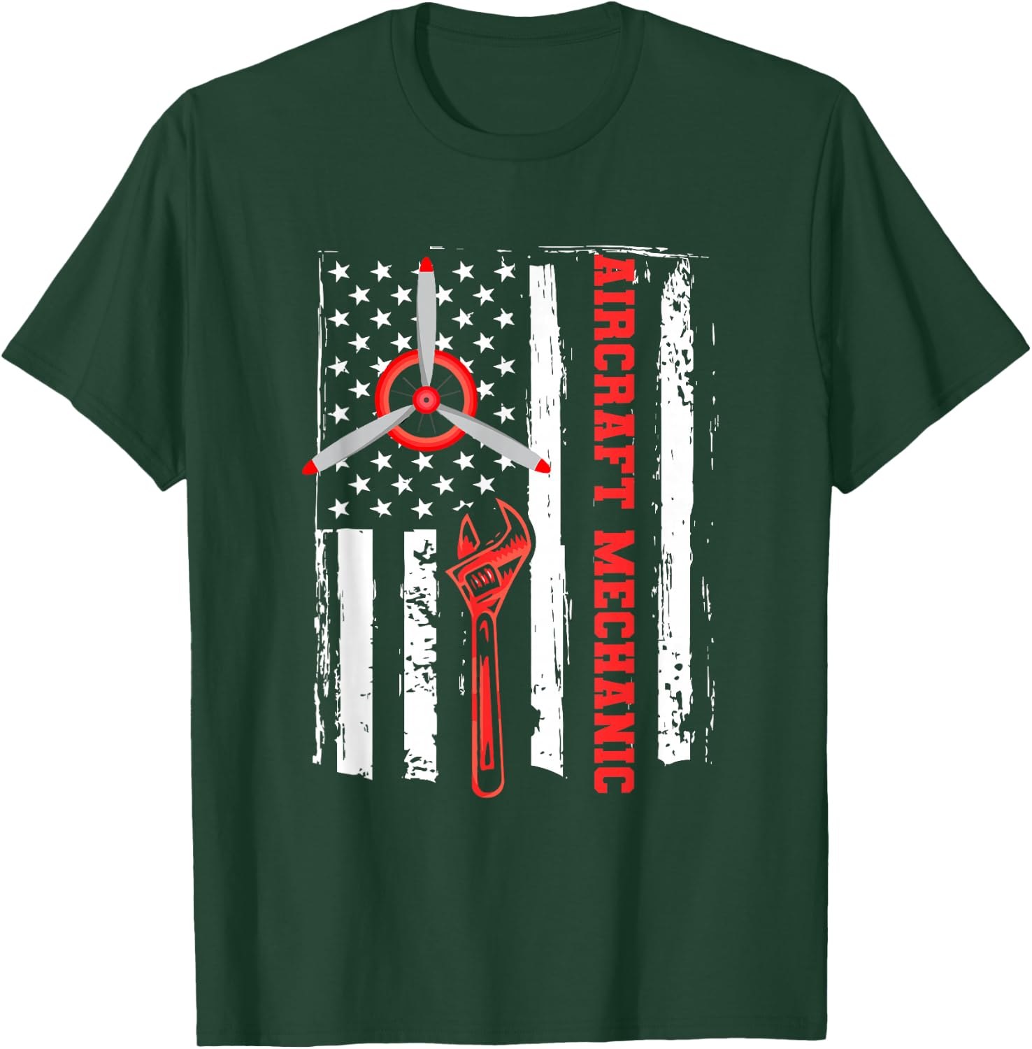 Aircraft Mechanic Us Flag Engineer - Aircraft Mechanic T-Shirt - T-Shirt | Forest