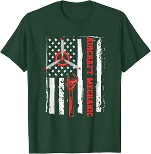 Aircraft Mechanic Us Flag Engineer - Aircraft Mechanic T-Shirt - T-Shirt | Forest