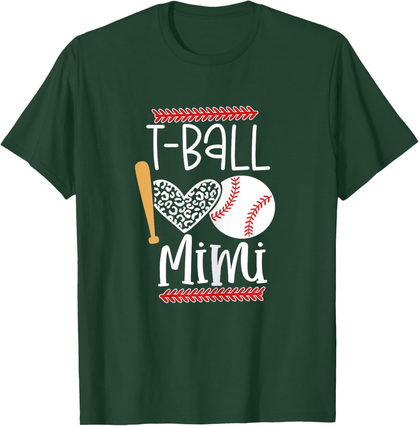 Proud T-Ball Mimi Baseball Grandma Gift Grandsons Game Day T-Shirt - T-Shirt | Forest
