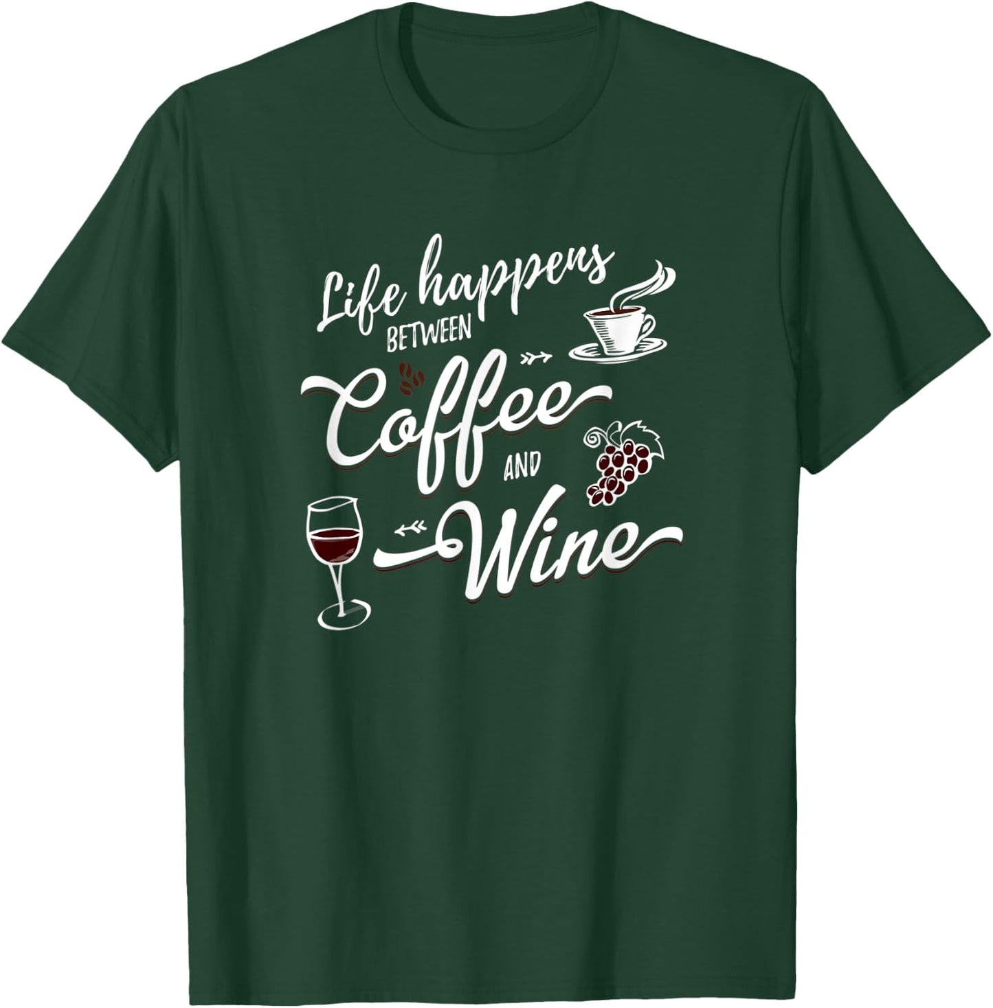 Funny Wine & Coffee Shirts With Saying Women Plus Men T-Shirt - T-Shirt | Forest