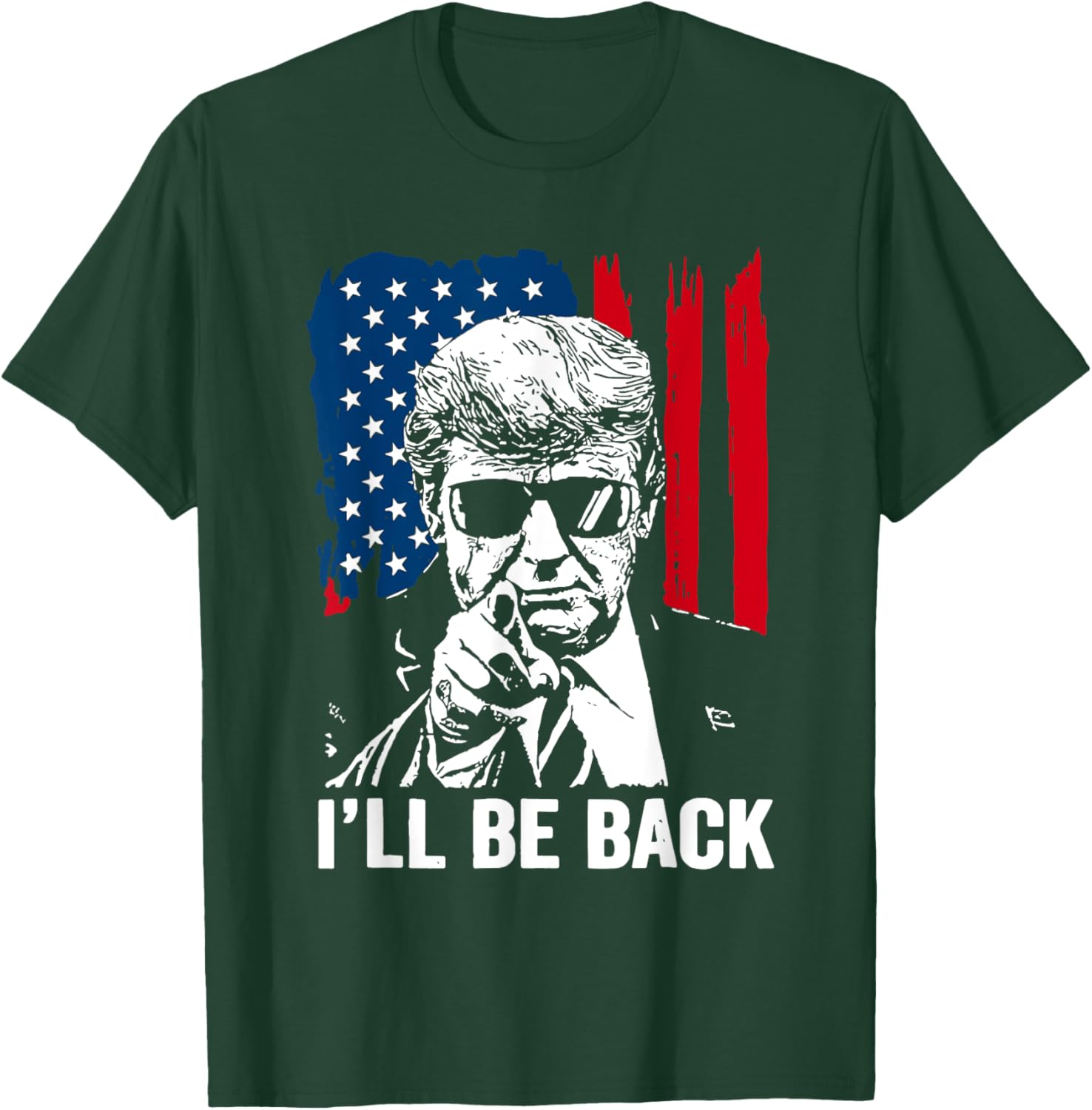 Vintage I'll Be USA Back Trump American Flag Women T-Shirt - T-Shirt | Forest