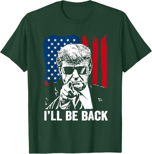 Vintage I'll Be USA Back Trump American Flag Women T-Shirt - T-Shirt | Forest