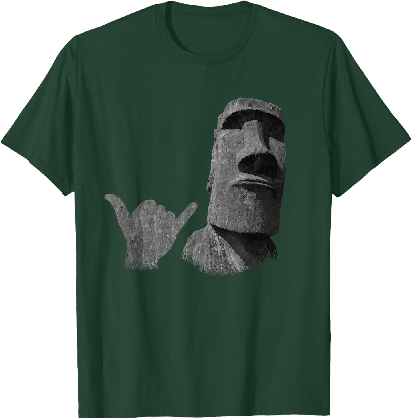 Funny Easter Island Rapa NUI Moai Statue Surfer Shaka Sign T-Shirt - T-Shirt | Forest