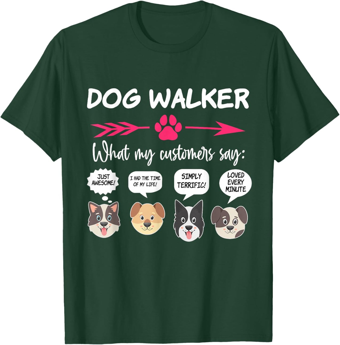 Hilarious Dog Walker Gifts Pups Funny Dog Walking Pet Sitter Men Women Girls Kids T-Shirt - T-Shirt | Forest