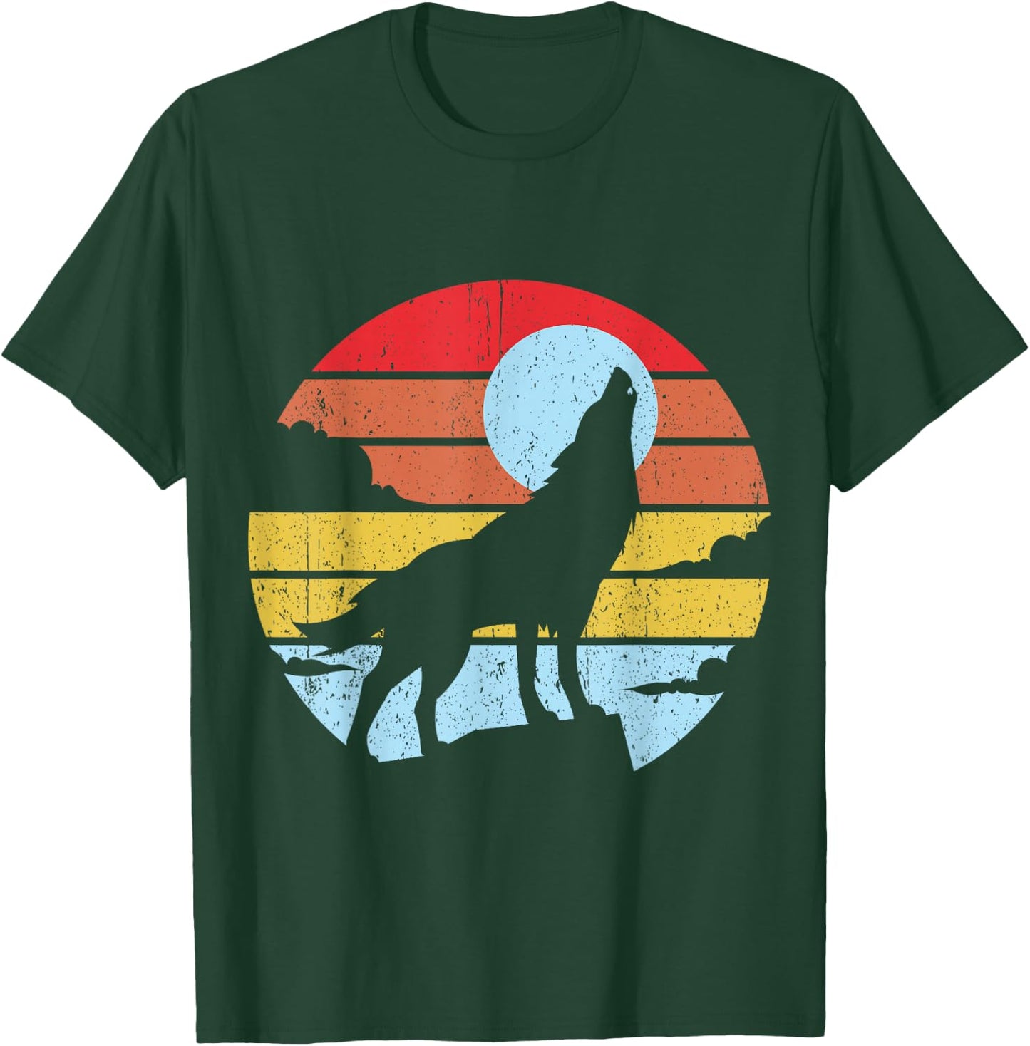 Colorful Wolf Design Wolves Moon T-Shirt - T-Shirt | Forest