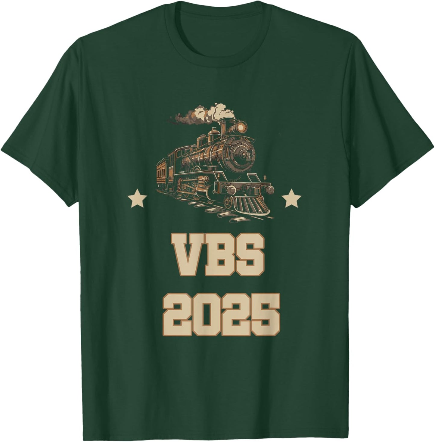 Trains at VBS 2025 Vacation Bible School Railroad VBS Team T-Shirt - T-Shirt | Forest