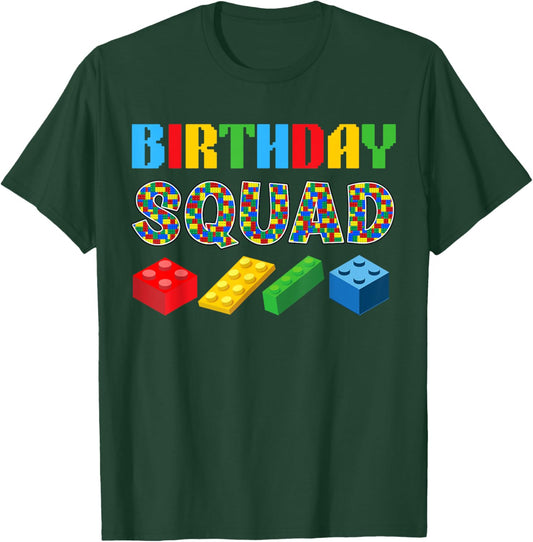 Birthday Squad Blocks Building Master Builder Bday Funny T-Shirt - T-Shirt | Forest