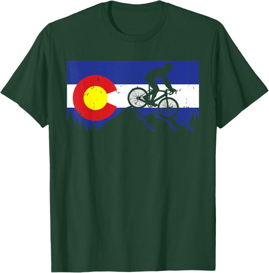 Mountain bike COLORADO's biking vintage flag- MTB biker gift T-Shirt - T-Shirt | Forest