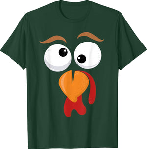 Funny Silly Turkey Face Happy Turkey Day Thanksgiving T-Shirt - T-Shirt | Forest