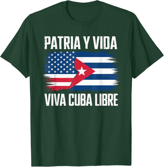 Half Cuban Half American Country USA Flag Cuba America T-Shirt - T-Shirt | Forest