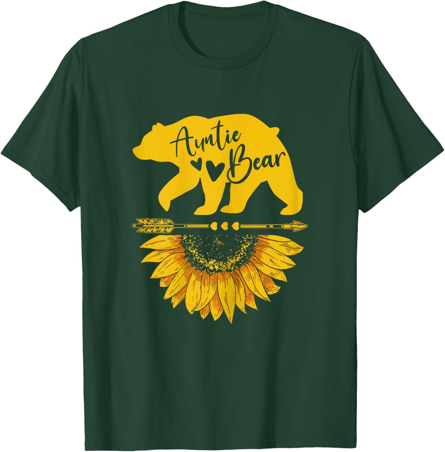 Auntie Bear Sunflower Funny Mothers Day For Mom Aunt Grandma T-Shirt - T-Shirt | Forest