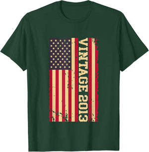 2013 Vintage 13th Birthday 13 years old American USA Flag T-Shirt - T-Shirt | Forest