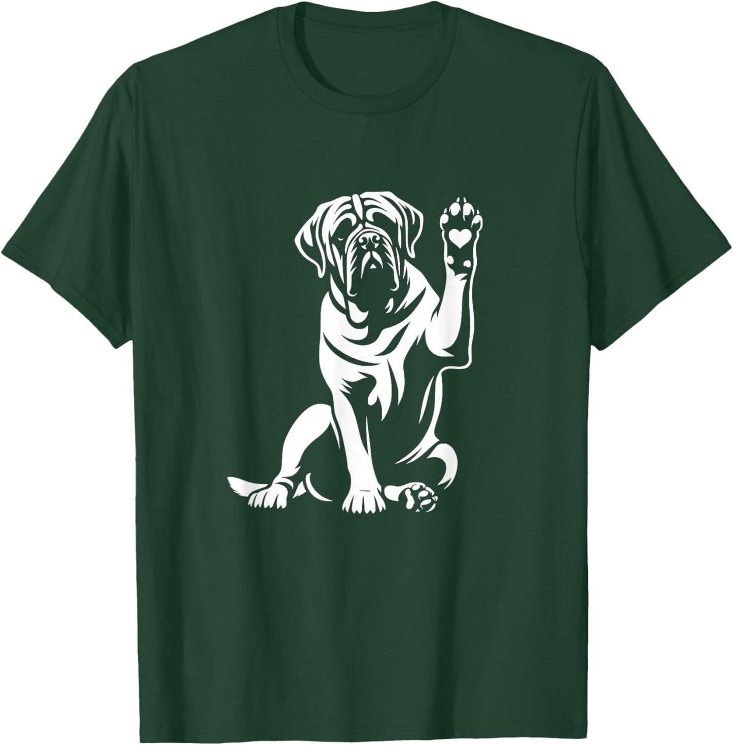 English Mastiff Love Dog Paw Heart Graphic Design T-Shirt - T-Shirt | Forest