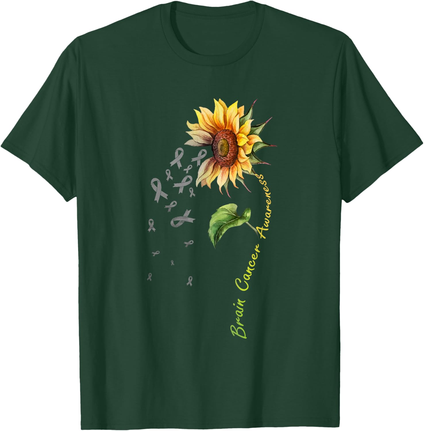 Brain Cancer Awareness Sunflower Shirt T-Shirt - T-Shirt | Forest