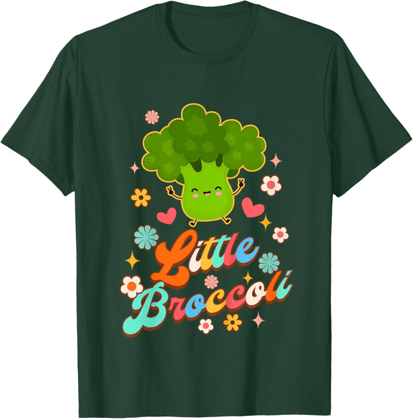 Kids Cute Broccoli Baby Shower Vegetable Vegan Little Broccoli T-Shirt - T-Shirt | Forest