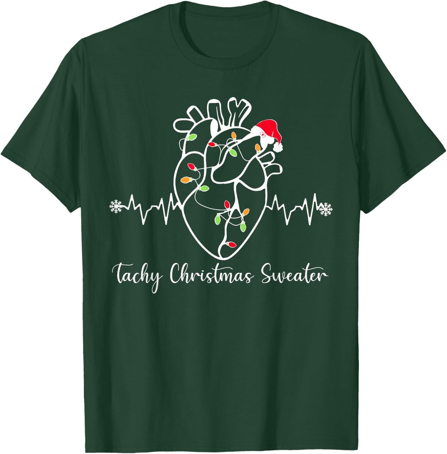 Tachy Christmas Sweater Anatomy Heart Cardiac Nurse Xmas T-Shirt - T-Shirt | Forest