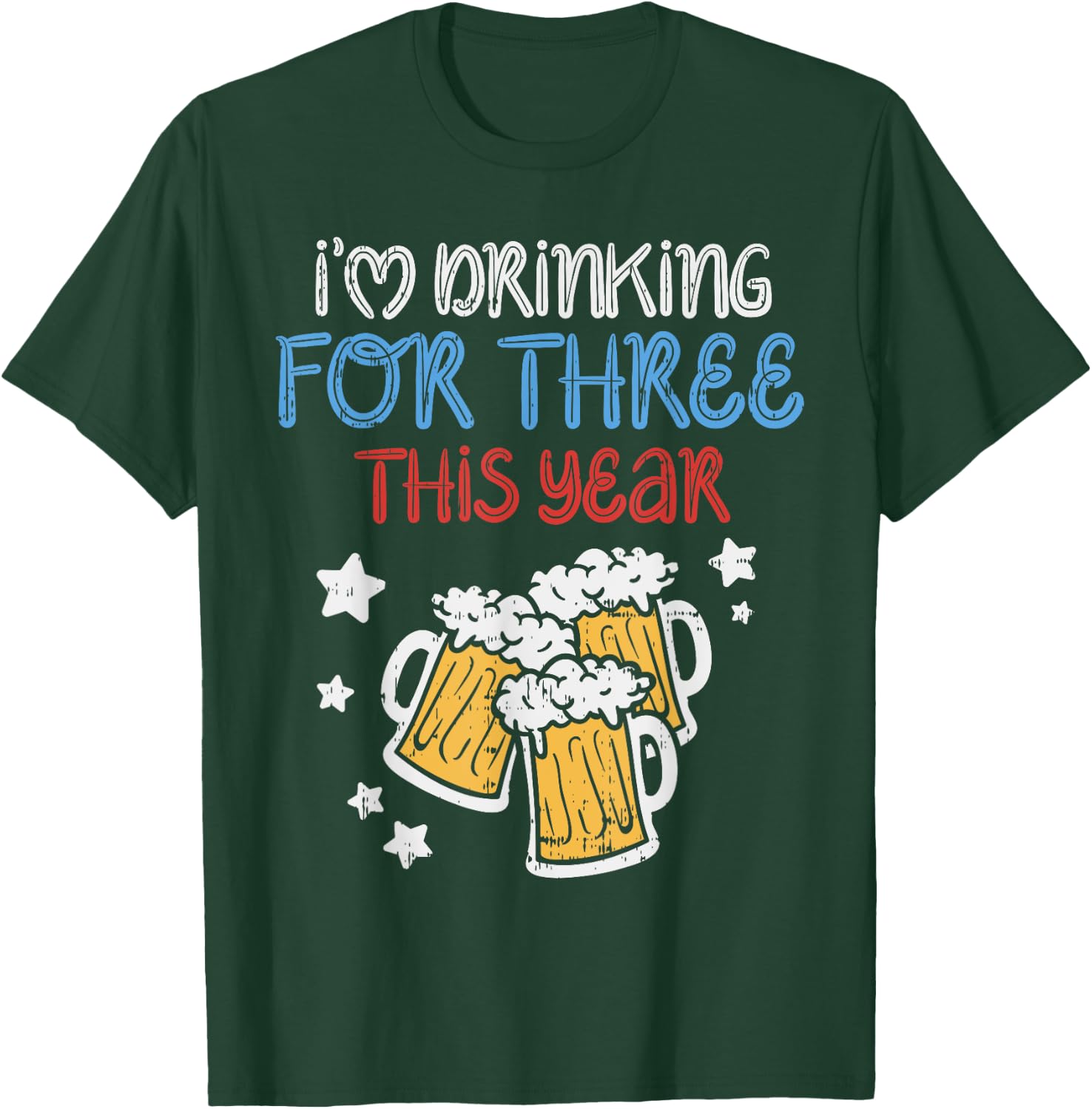 Drinking For Three Funny Baby 4th Of July Pregnancy Soon Dad T-Shirt - T-Shirt | Forest