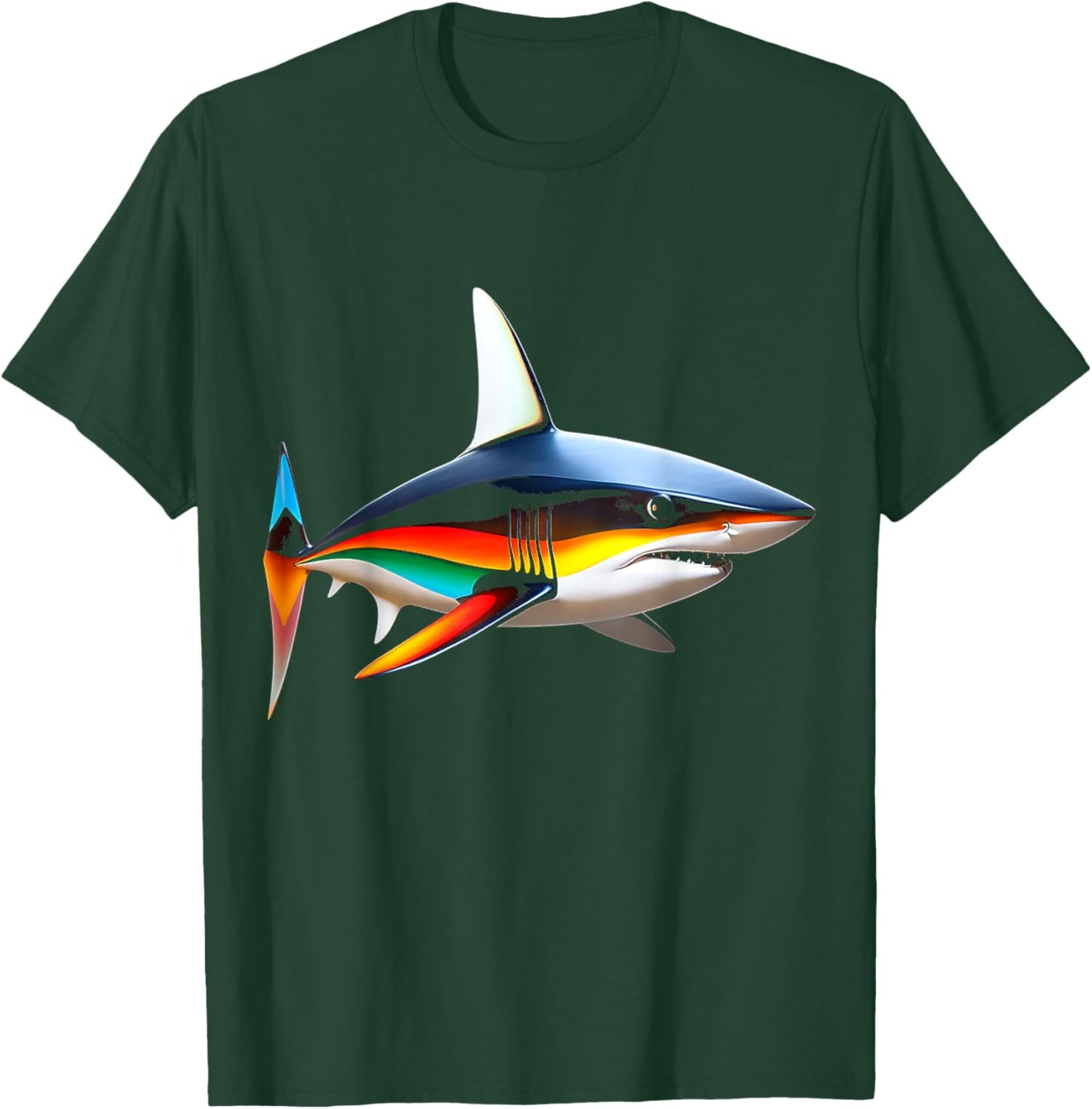Shark Colorful Art Animal Love Illustration Graphic Shark T-Shirt - T-Shirt | Forest
