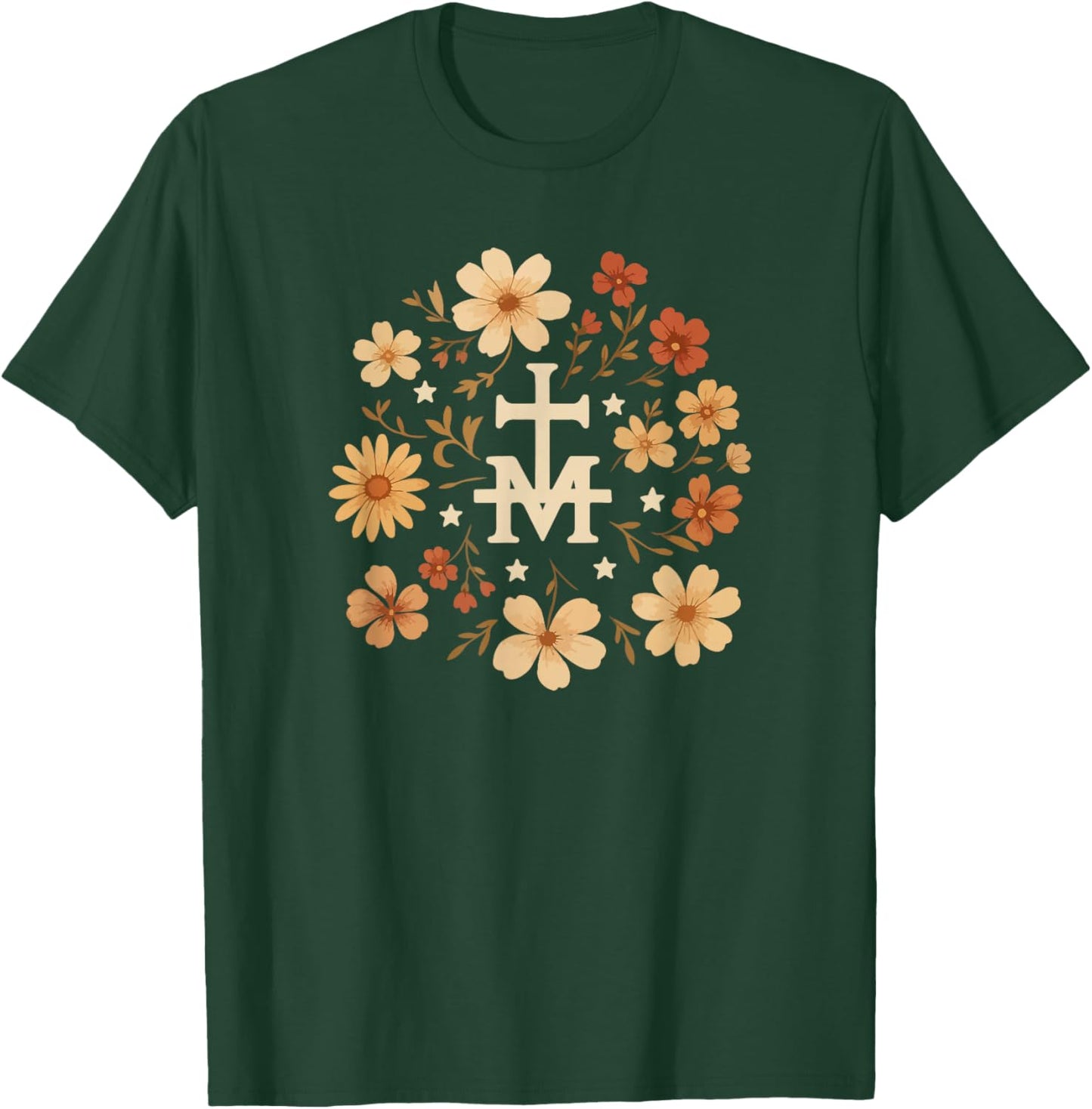 Marian Art Catholic Medal Cute Graphic T-Shirt - T-Shirt | Forest