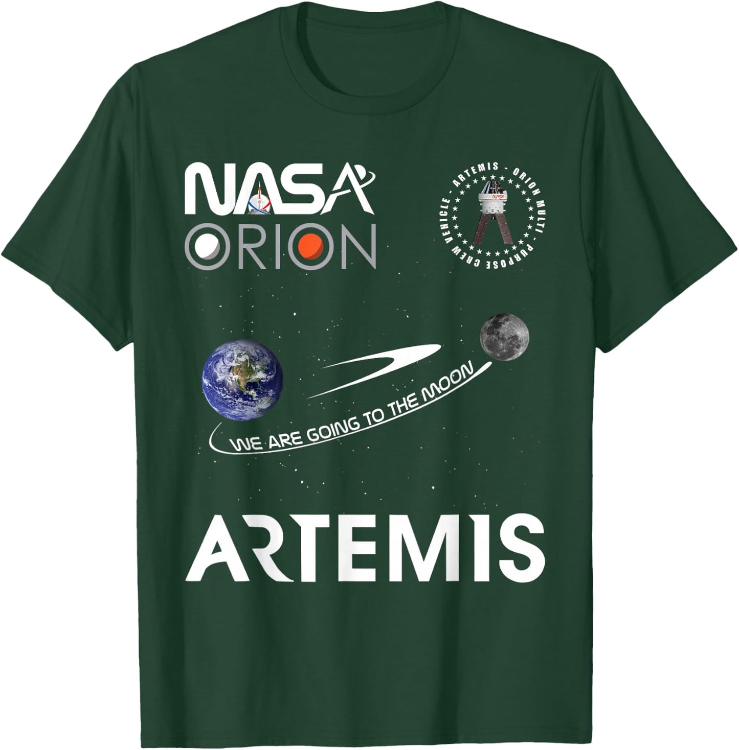 NASA Artemis Mission Orion Spacecraft Worm Logo T-Shirt - T-Shirt | Forest