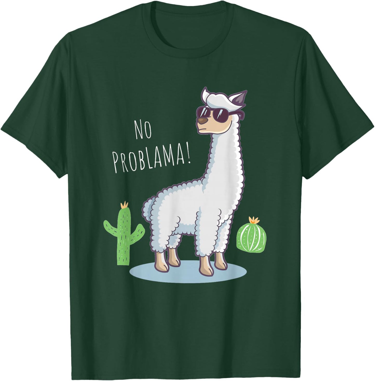 Llama No Problama - Funny Lama Cactus Design T-Shirt - T-Shirt | Forest