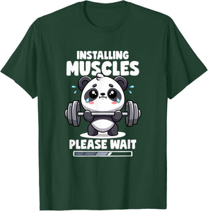 Installing Muscles Please Wait Panda Lifting Gym Quote Panda T-Shirt - T-Shirt | Forest