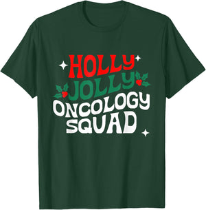 Retro Holly Christmas Jolly Oncology Squad Funny Xmas T-Shirt - T-Shirt | Forest