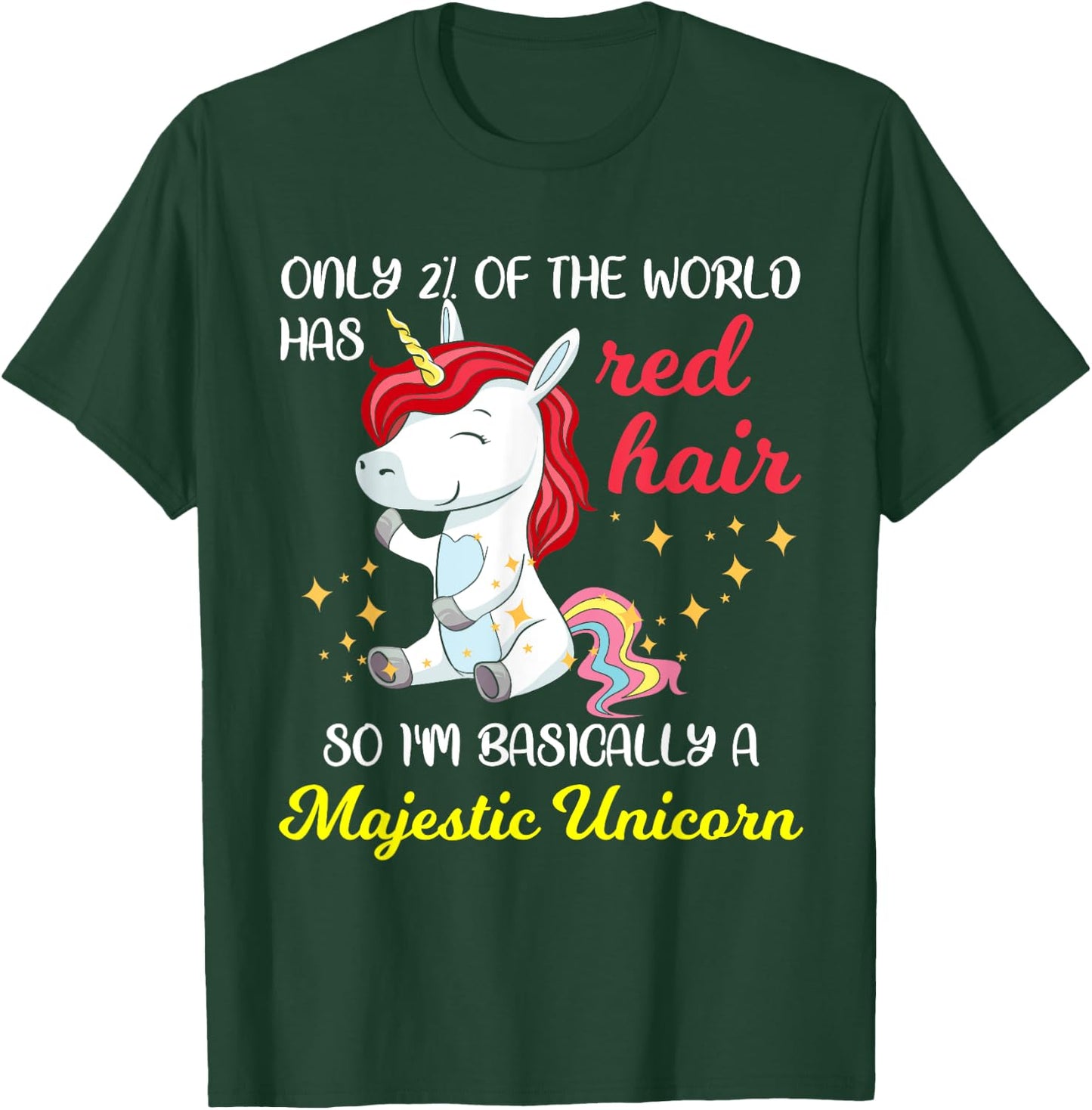 Red Hair Majestic Unicorn Funny Ginger Head Pride T-Shirt - T-Shirt | Forest