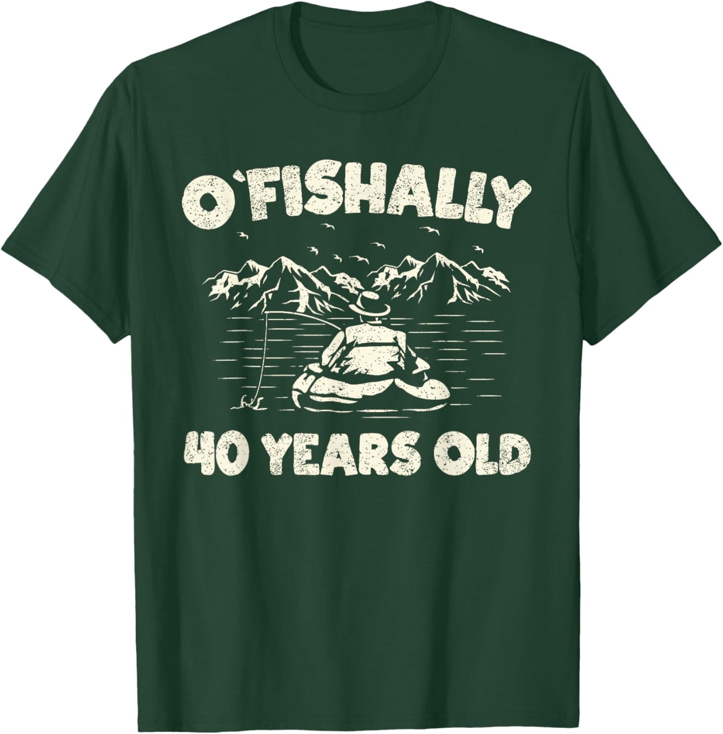 Ofishally 40 Years Old Fisherman 40th Birthday Fishing T-Shirt - T-Shirt | Forest