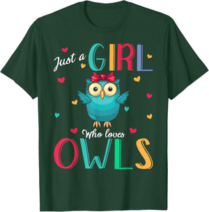 Just A Girl Who Loves Owls Shirt Owl Gift T-Shirt - T-Shirt | Forest