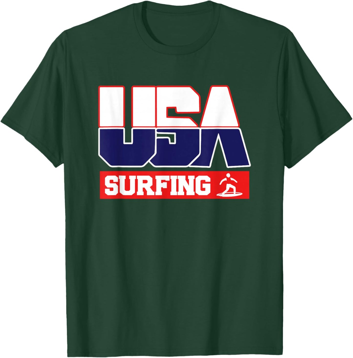 USA Team Surfing - men & women American sports T-Shirt - T-Shirt | Forest