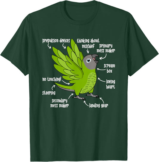 Parrot Anatomy I Dusky-headed Conure T-Shirt - T-Shirt | Forest