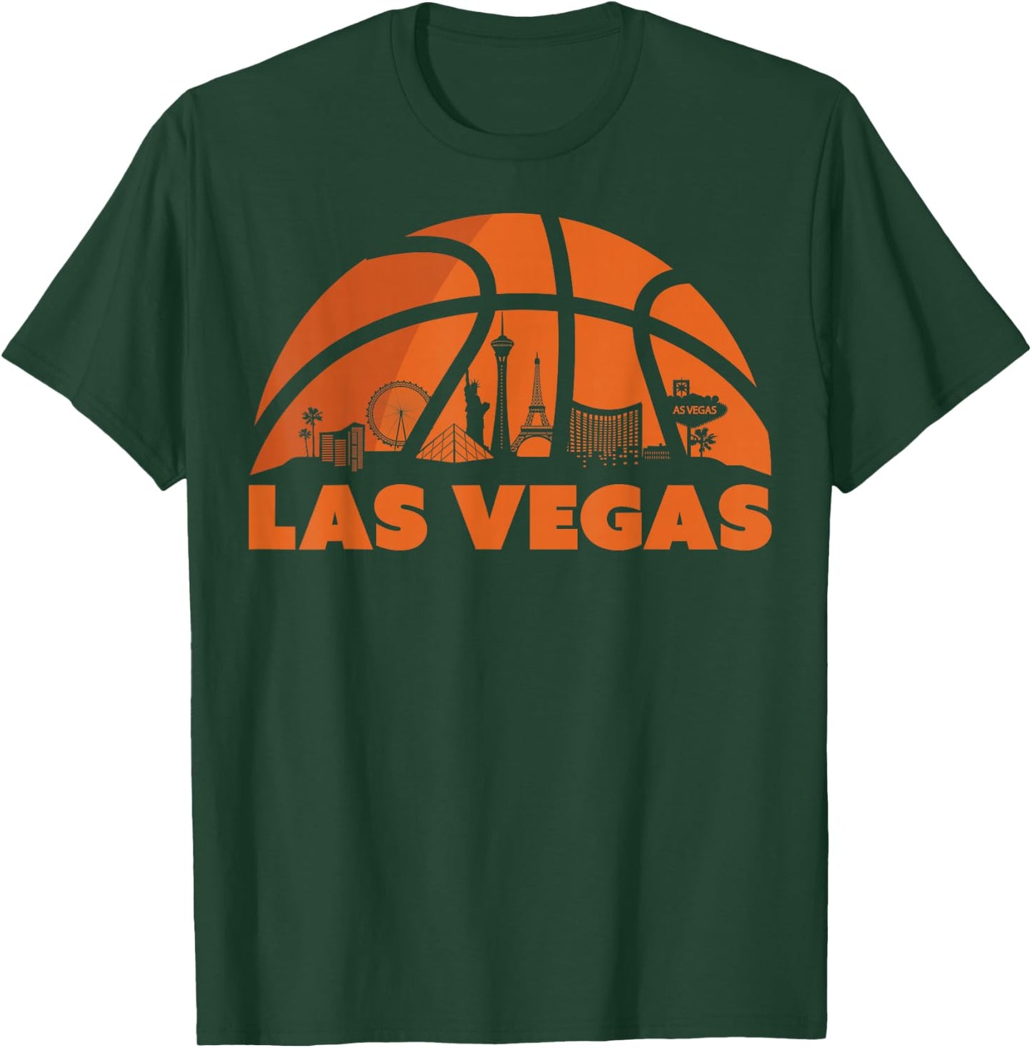 Las Vegas City Skyline Nevada Basketball Fan Jersey T-Shirt - T-Shirt | Forest