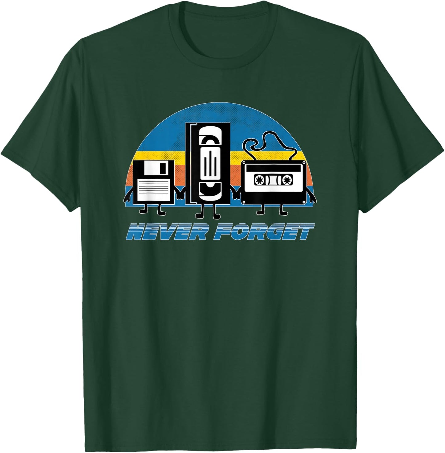 Never Forget Funny Retro Vintage VHS Cassette Floppy Disk T-Shirt - T-Shirt | Forest