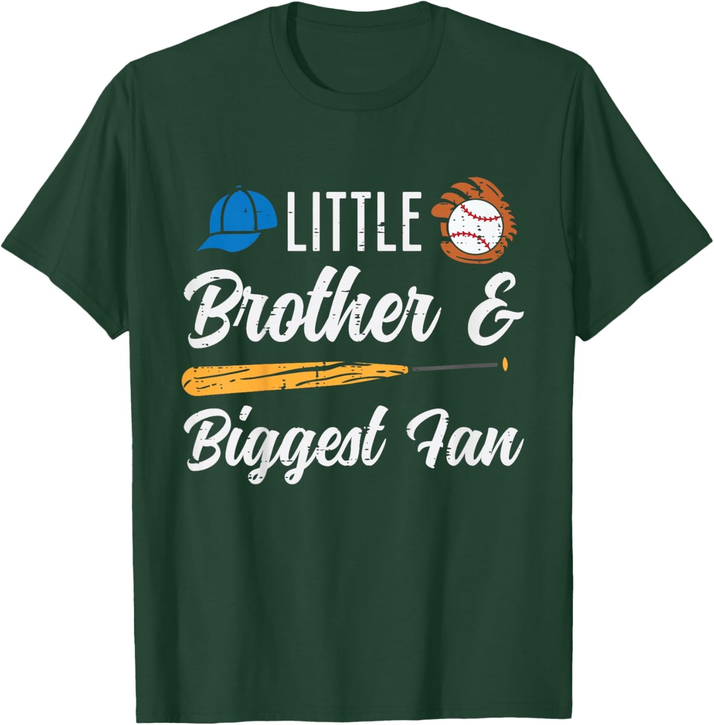 Kids Little Brother Biggest Fan Baseball Family Bro Kids Toddler T-Shirt - T-Shirt | Forest