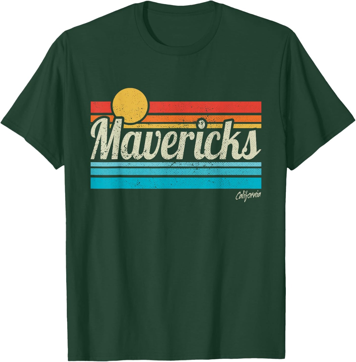 Mavericks California Retro Sunset Surf Trip I Love Surfing T-Shirt - T-Shirt | Forest