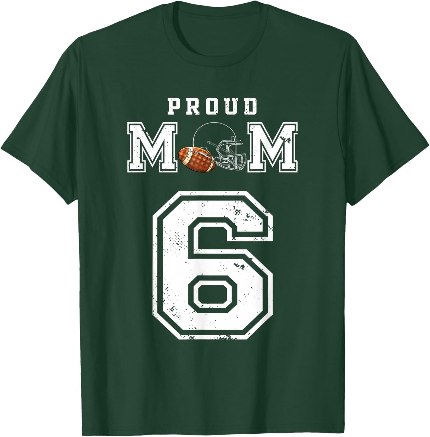 Custom Proud Football Mom Number 6 Personalized T-Shirt - T-Shirt | Forest