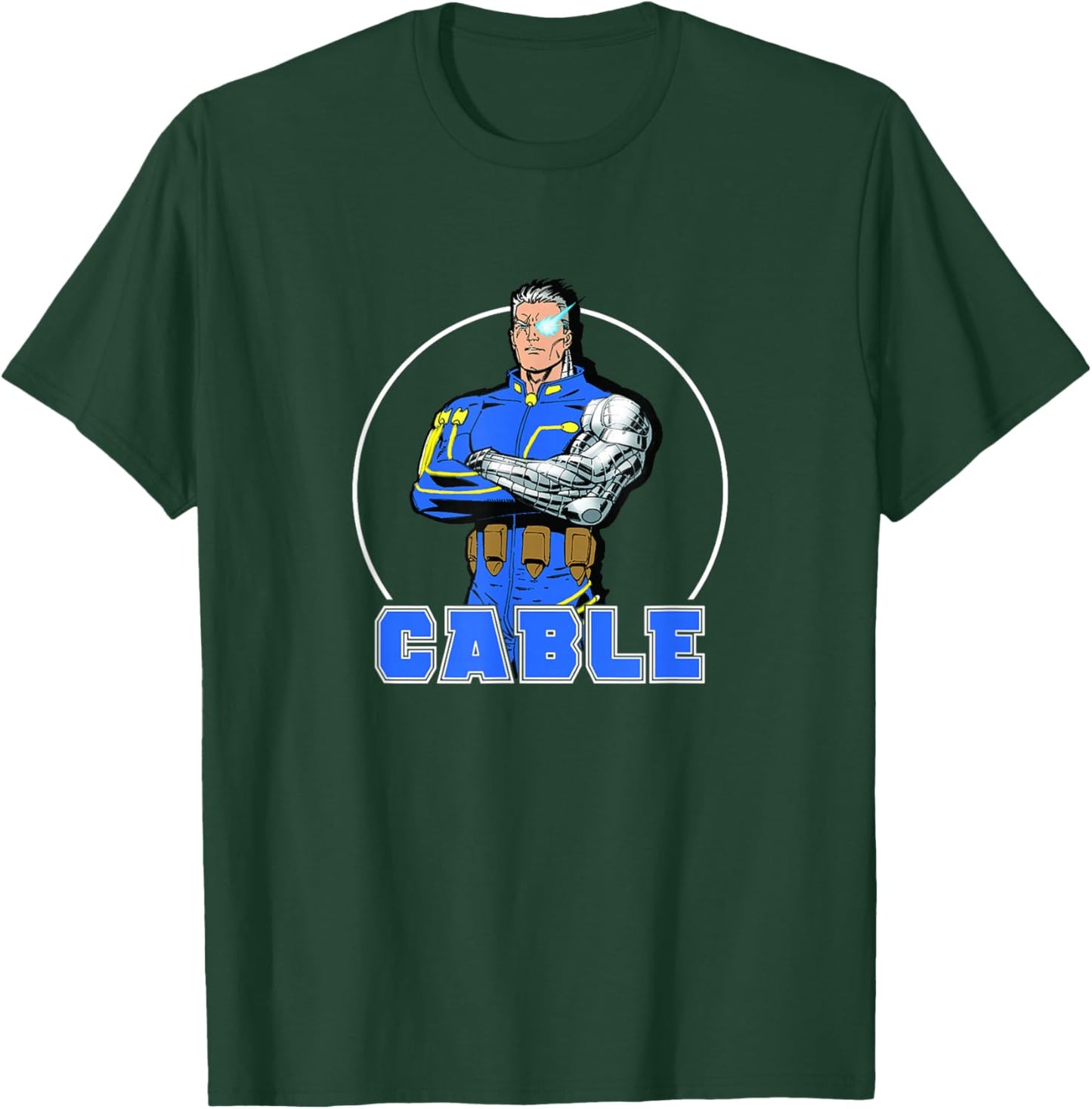 Marvel X-Men Cable Cool Solo Circle Portrait Retro T-Shirt - T-Shirt | Forest
